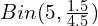 Bin(5, \frac{1.5}{4.5})