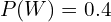 P(W)=0.4